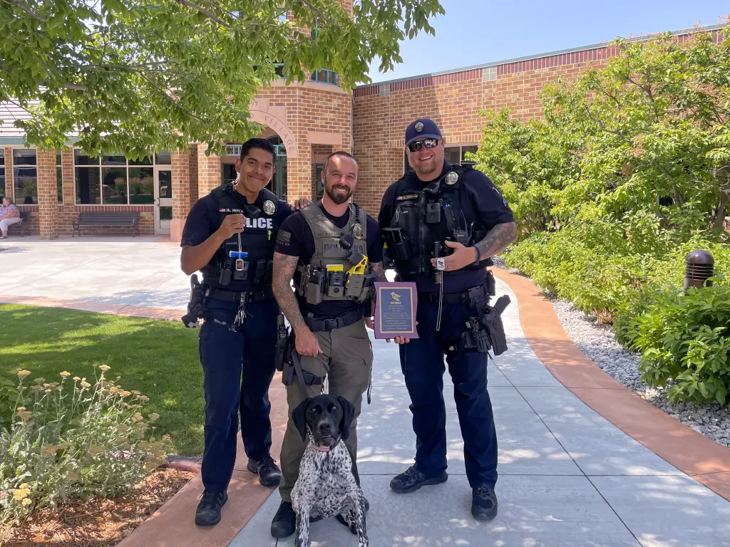 K-9 Officer Mercury with Officers Speer, Moya & Cpl Runyan