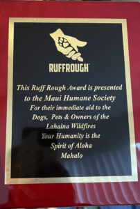 Maui Humane Society Award - Lahaina Wildfires